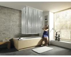 Eckduschrollo mit Kassette und Rollo Kleine Wolke 138 + 62 x 240 cm milky 108