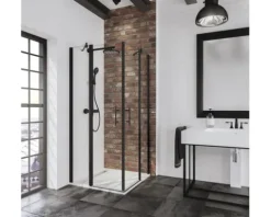 Eckeinstieg mit Drehtür SCHULTE Alexa Style 2.0 ExpressPlus 80 x 80 cm Profil schwarz Klarglas schmutzabweisende Glasbeschichtung Türanschlag links Türanschlag rechts