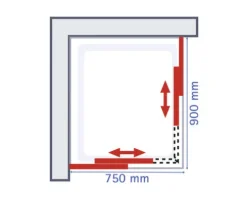 Eckeinstieg mit Schiebetür SCHULTE Kristall/Trend ExpressPlus 75x90 cm Klarglas Profilfarbe chrom