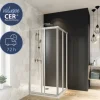 Eckeinstieg Schiebetür BREUER Fara 4 Express Q72 70-80 cm Höhe 185 cm Klarglas Profilfarbe silber matt