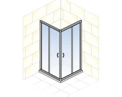 Eckeinstieg Schiebetür SCHULTE Sunny ExpressPlus 80 x 80 cm Dekor Dezent light Profilfarbe alpinweiß