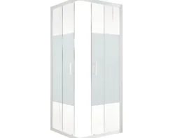 Eckeinstieg Schiebetür SCHULTE Sunny ExpressPlus 80 x 80 cm Dekor Dezent light Profilfarbe alpinweiß