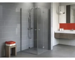 Eckeinstieg mit Drehfalttür SCHULTE Alexa Style 2.0 ExpressPlus 80 x 80 cm Profil aluminium Klarglas schmutzabweisende Glasbeschichtung