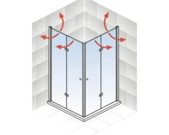 Eckeinstieg mit Drehfalttür SCHULTE Alexa Style 2.0 ExpressPlus 80 x 80 cm Profil aluminium Klarglas schmutzabweisende Glasbeschichtung