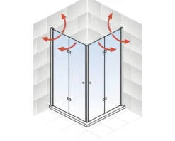 Eckeinstieg mit Drehfalttür SCHULTE AlexaStyle 2.0 75 x 90 cm Profil aluminium Klarglas Reversibel