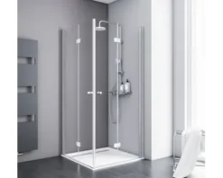 Eckeinstieg mit Drehfalttür SCHULTE AlexaStyle 2.0 75 x 90 cm Profil aluminium Klarglas Reversibel