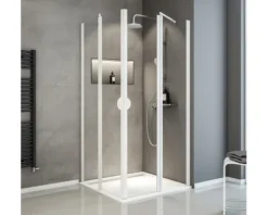 Eckeinstieg mit Drehtür Schulte Lugano 80x80 cm Klarglas Profilfarbe alpinweiß