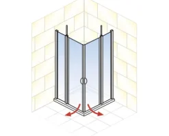 Eckeinstieg mit Drehtür Schulte Lugano 80x80 cm Klarglas Profilfarbe aluminium