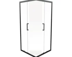 Eckeinstieg mit Gleittür/Schiebetür Aurlane Factory Black Eclipse 90 x 90 x 200 cm Profil schwarz Klarglas Reversibel