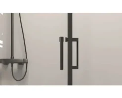 Eckeinstieg mit Gleittür/Schiebetür Aurlane Factory Black Eclipse 90 x 90 x 200 cm Profil schwarz Klarglas Reversibel