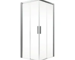 Eckeinstieg mit Gleittür/Schiebetür SCHULTE Kristall/Trend 75 x 100 cm Profil aluminium Klarglas ohne unteres Profil