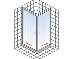 Eckeinstieg mit Gleittür/Schiebetür SCHULTE Kristall/Trend 75 x 100 cm Profil aluminium Klarglas ohne unteres Profil
