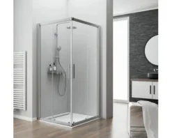 Eckeinstieg mit Gleittür/Schiebetür SCHULTE Kristall/Trend 90 x 120 x 185 cm Profil aluminium Klarglas Reversibel