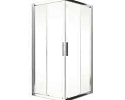 Eckeinstieg mit Gleittür/Schiebetür SCHULTE Kristall/Trend 90 x 120 x 185 cm Profil aluminium Klarglas Reversibel