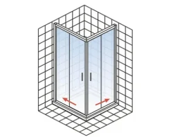 Eckeinstieg mit Gleittür/Schiebetür SCHULTE Kristall/Trend 90 x 120 x 185 cm Profil aluminium Klarglas Reversibel