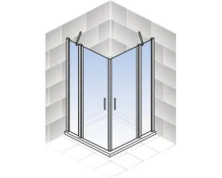 Eckeinstieg mit Pendeltür SCHULTE Alexa Style 2.0 ExpressPlus 80 x 80 cm Profil aluminium Klarglas schmutzabweisende Glasbeschichtung