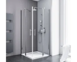 Eckeinstieg mit Pendeltür SCHULTE Alexa Style 2.0 ExpressPlus 80 x 80 cm Profil aluminium Klarglas schmutzabweisende Glasbeschichtung