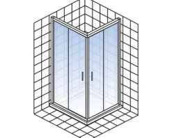Eckeinstieg mit Schiebetür Schulte Kristall/Trend 80x80 cm Klarglas Profilfarbe chrom