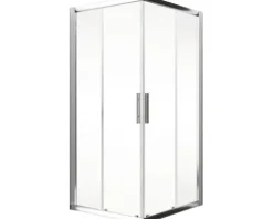 Eckeinstieg mit Schiebetür Schulte Kristall/Trend 80x80 cm Klarglas Profilfarbe chrom