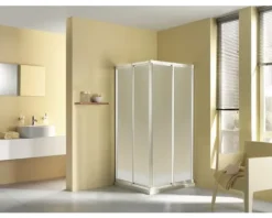Eckeinstieg Schiebetür 4-teilig Breuer Fara 4 80-90 cm Höhe 185 cm Kunstglas Perle Profilfarbe weiß