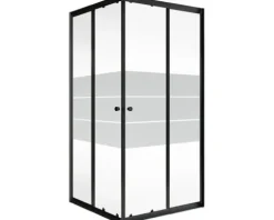 Eckeinstieg SCHULTE Sunny ExpressPlus 75 - 90 cm Profilfarbe schwarz Glasdekor Depoli Light