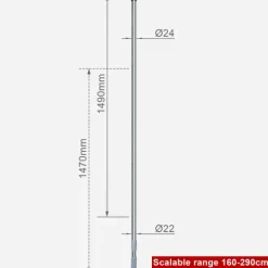 Edelstahl-Teleskop-Duschvorhangstange 160–290 cm Ø25 mm rostfrei
