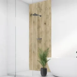 Eiche gekalkt, 125x255cm, fugenlose Wandpaneele aus Alu-Verbund 3mm, Duschrückwand