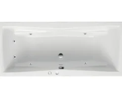 Einbau Whirlpool Rechteckbadewanne Körperformbadewanne Doppelbadewanne OTTOFOND Lusaka Duo 80 x 180 cm weiß glänzend 56580