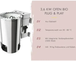 Elementsauna Karibu Avarni 2 inkl. 3,6 kW Bio Ofen u.ext.Steuerung ohne Dachkranz mit bronzierter Ganzglastüre