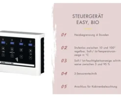 Elementsauna Karibu Bodo inkl. 9 kW Bio Ofen u.ext.Steuerung ohne Dachkranz mit bronzierter Ganzglastüre