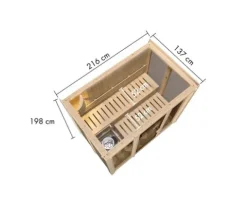 Elementsauna Karibu Iravos 3 ohne Ofen und bronzierter Ganzglastüre