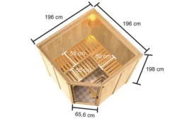 Elementsauna Karibu Kotka inkl. 9 kW Ofen u.ext.Steuerung ohne Dachkranz mit bronzierter Ganzglastüre