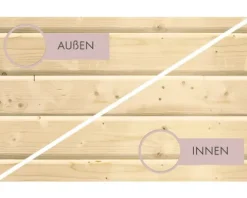 Elementsauna Karibu Laskaja ohne Ofen und Dachkranz mit bronzierter Ganzglastür