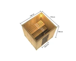 Elementsauna Karibu Tromsö ohne Ofen und Dachkranz mit bronzierter Ganzglastüre