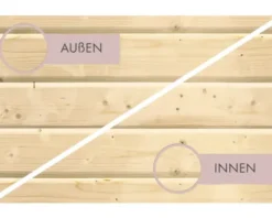 Elementsauna Karibu Tromsö ohne Ofen und Dachkranz mit bronzierter Ganzglastüre