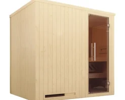 Elementsauna Weka Halmstad GT Gr.2 inkl. 7,5 kW Ofen inkl.digitaler Steuerung mit graphitfarbeneer Ganzglastüre