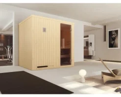 Elementsauna Weka Halmstad GT Gr.2 inkl. 7,5 kW Ofen inkl.digitaler Steuerung mit graphitfarbeneer Ganzglastüre