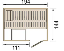 Elementsauna Weka Halmstad HT Gr.1 inkl. 7,5 kW Ofen mit digitaler Steuerung und Holztüre aus Isolierglas wämegedämmt