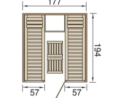 Elementsauna Weka Kaarina GT Gr. 2 ohne Ofen und Fenster mit graphitfarbeneer Ganzglastüre
