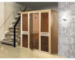 Elementsauna Weka Kaarina GT Gr. 2 ohne Ofen und Fenster mit graphitfarbeneer Ganzglastüre