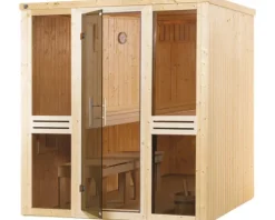 Elementsauna Weka Kaarina GT Gr. 2 ohne Ofen und Fenster mit graphitfarbeneer Ganzglastüre