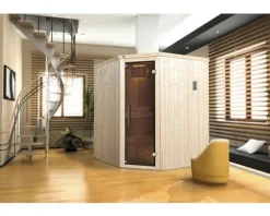 Elementsauna Weka Kiruna GT Gr.2 inkl. 4,5 kW Ofen u.digitaler Steuerung mit graphitfarbeneer Ganzglastüre