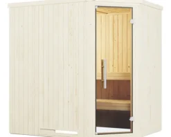 Elementsauna Weka Varberg 1 ohne Ofen mit graphitfarbeneer Ganzglastüre