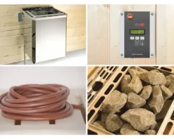 Elementsauna Weka Varberg 3 inkl. 7,5 kW Ofen u.digitaler Steuerung mit graphitfarbeneer Ganzglastüre