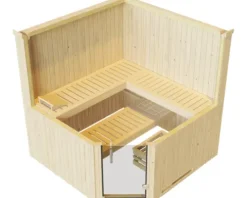 Elementsauna Weka Varberg 3 inkl. 7,5 kW Ofen u.digitaler Steuerung mit graphitfarbeneer Ganzglastüre