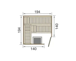 Elementsauna Weka Varberg 3 inkl. 7,5 kW Ofen u.digitaler Steuerung mit graphitfarbeneer Ganzglastüre