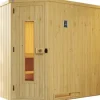 Elementsauna Weka Varberg Eck HT inkl. 7,5 kW Bio Ofen u.digitaler Steuerung ohne Fenster mit Holztüre mit Isolierglas wärmegedämmt