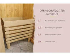 Elementsauna Karibu Astaria inkl. 9 kW Bio Ofen u.ext.Steuerung mit Dachkraz und bronzierter Ganzglastüre
