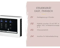 Elementsauna Karibu Bodina inkl. 9 kW Ofen u.ext.Steuerung ohne Dachkranz mit graphitfarbeneer Ganzglastüre