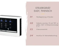Elementsauna Karibu Faurin inkl. 9 kW Ofen u.ext.Steuerung ohne Dachkranz mit bronzierter Ganzglastüre